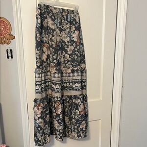 Sienna Sky Floral Maxi Skirt in Black and Cream